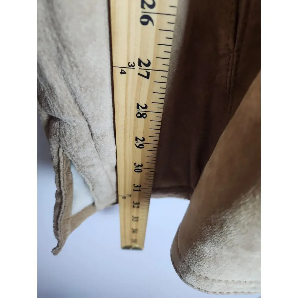 St John's Bay washable suede coat, faux fur lined sx XL hooded tan boho cowgirl - Picture 8 of 9